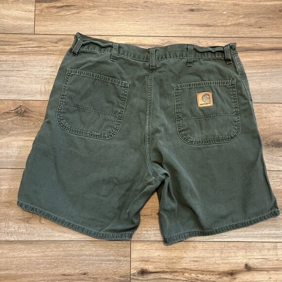 Men's VTG Carhartt Duck Canvas Shorts SZ 38x7 Moss Green USA Made B135 MOS - Picture 5 of 7